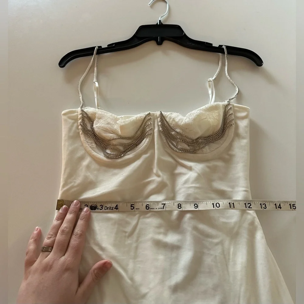 NEW House of CB Grace Ivory Crystallized Mini Dress Lace Velvet S A-C Cup - Picture 5 of 8